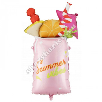Шар фигура из фольги Коктейль SUMMER VIBES 69 см
